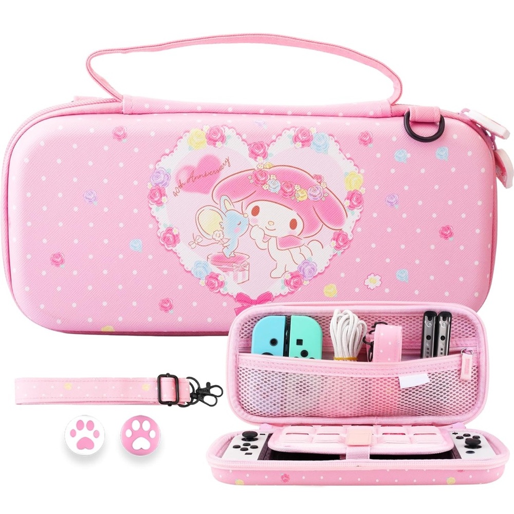 My melody Carrying Case for Nintendo Switch/OLED Cute HardShell strap & MORE